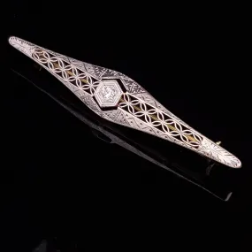 The Kenner - Art Deco Diamond 14k Gold Brooch