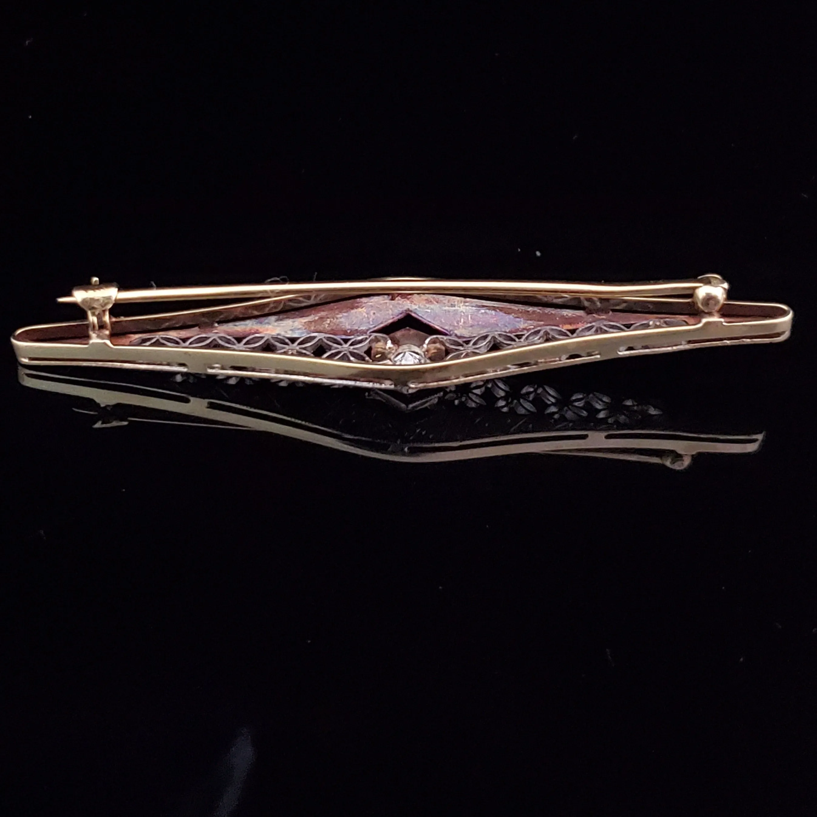 The Kenner - Art Deco Diamond 14k Gold Brooch