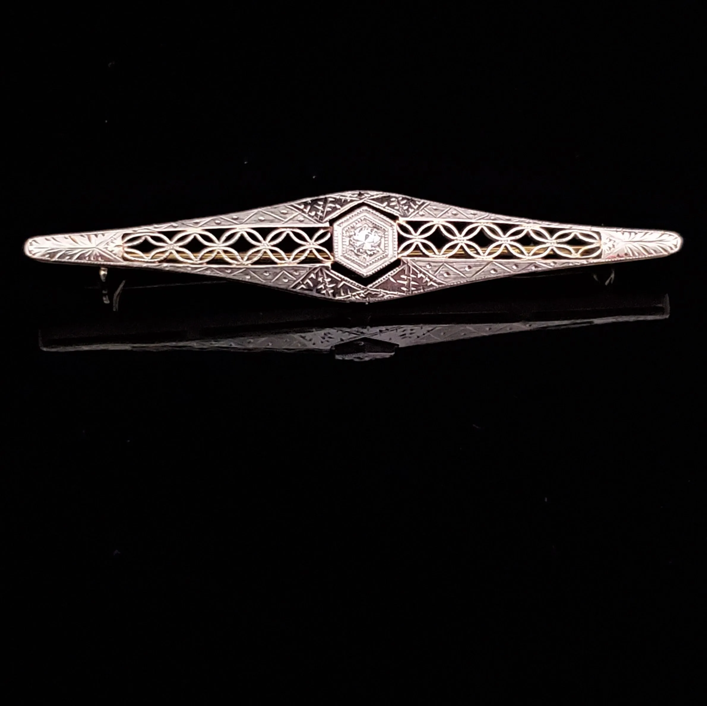 The Kenner - Art Deco Diamond 14k Gold Brooch