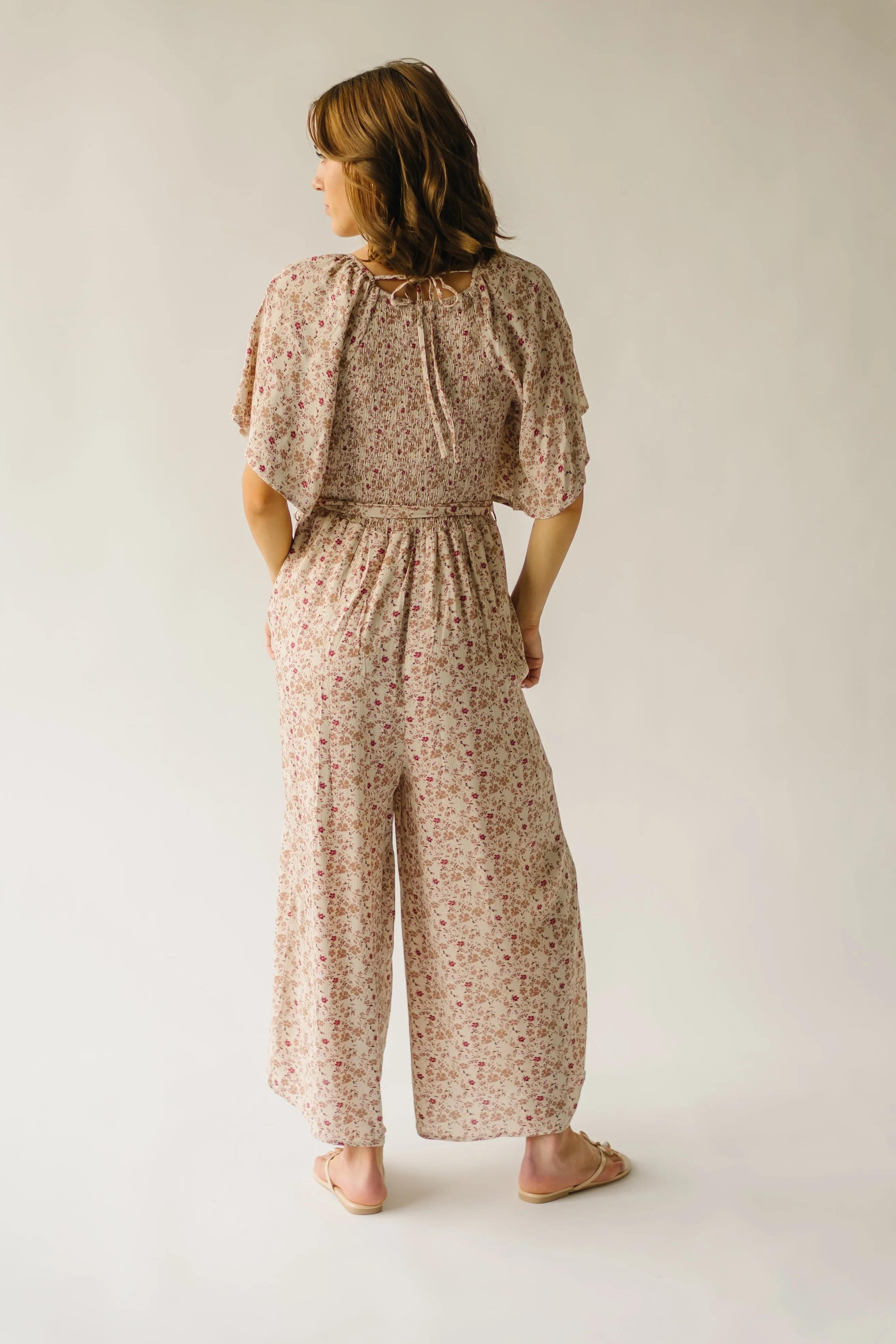 The Nelligan Floral Jumpsuit in Beige Multi