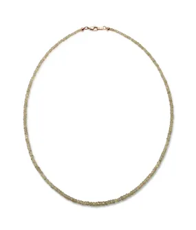 Tiny Beaded 14k Gold Necklace in Green Sapphire