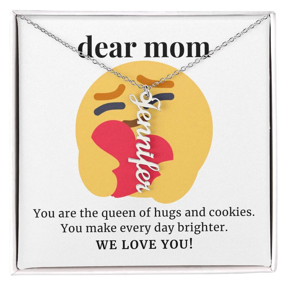 To Mom Gift, Queen of Hugs And Cookies, Custom Multi Children Name Necklace