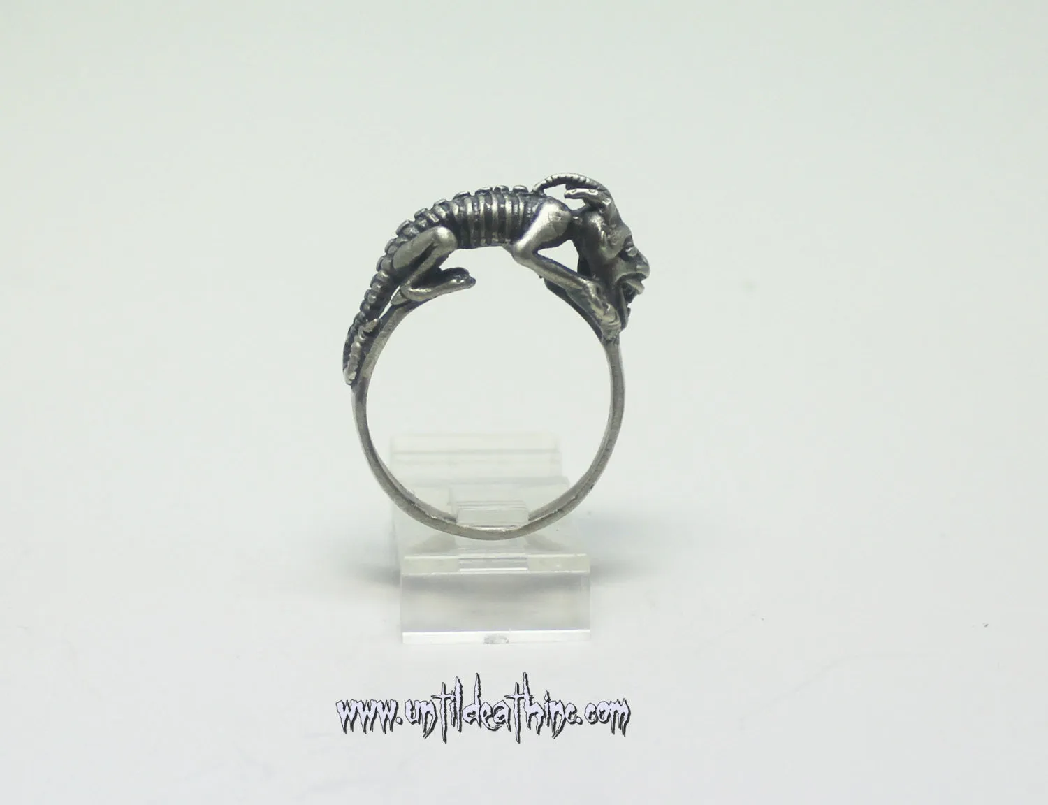 Until Death, Inc. "Devil Face Lizard Creature" 925 Solid Sterling Silver Ring. All Men's US Sizes.