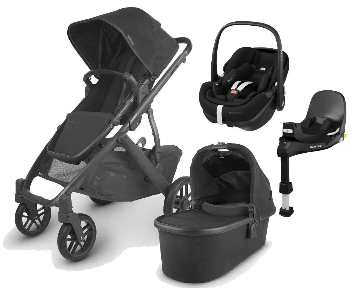 UPPAbaby Vista V2 with Pebble 360 PRO Car Seat and Base - Jake/Deep Black