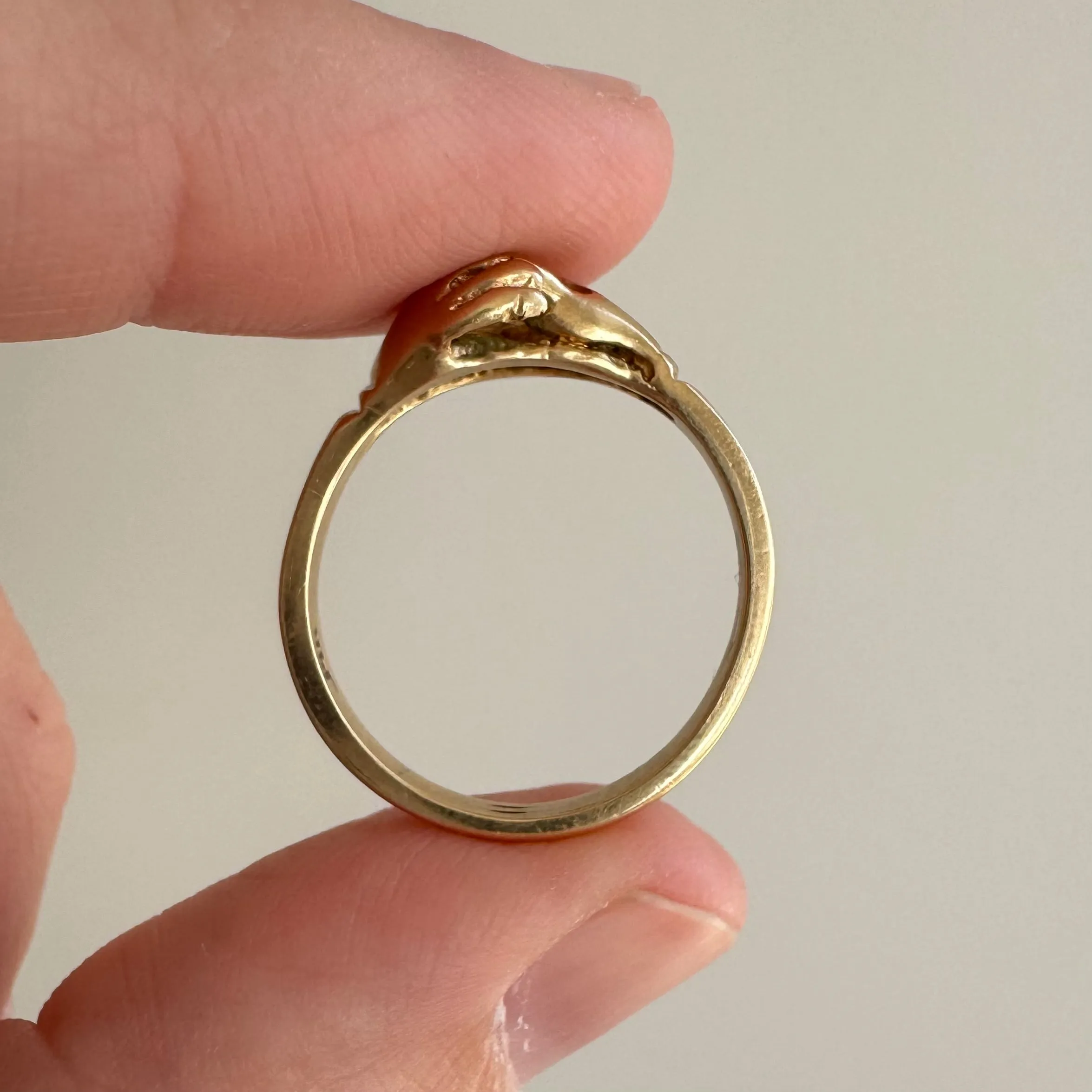 V I N T A G E // sparkly partnership / 14k yellow gold fede gimmel ring / Claddagh / size 5.5