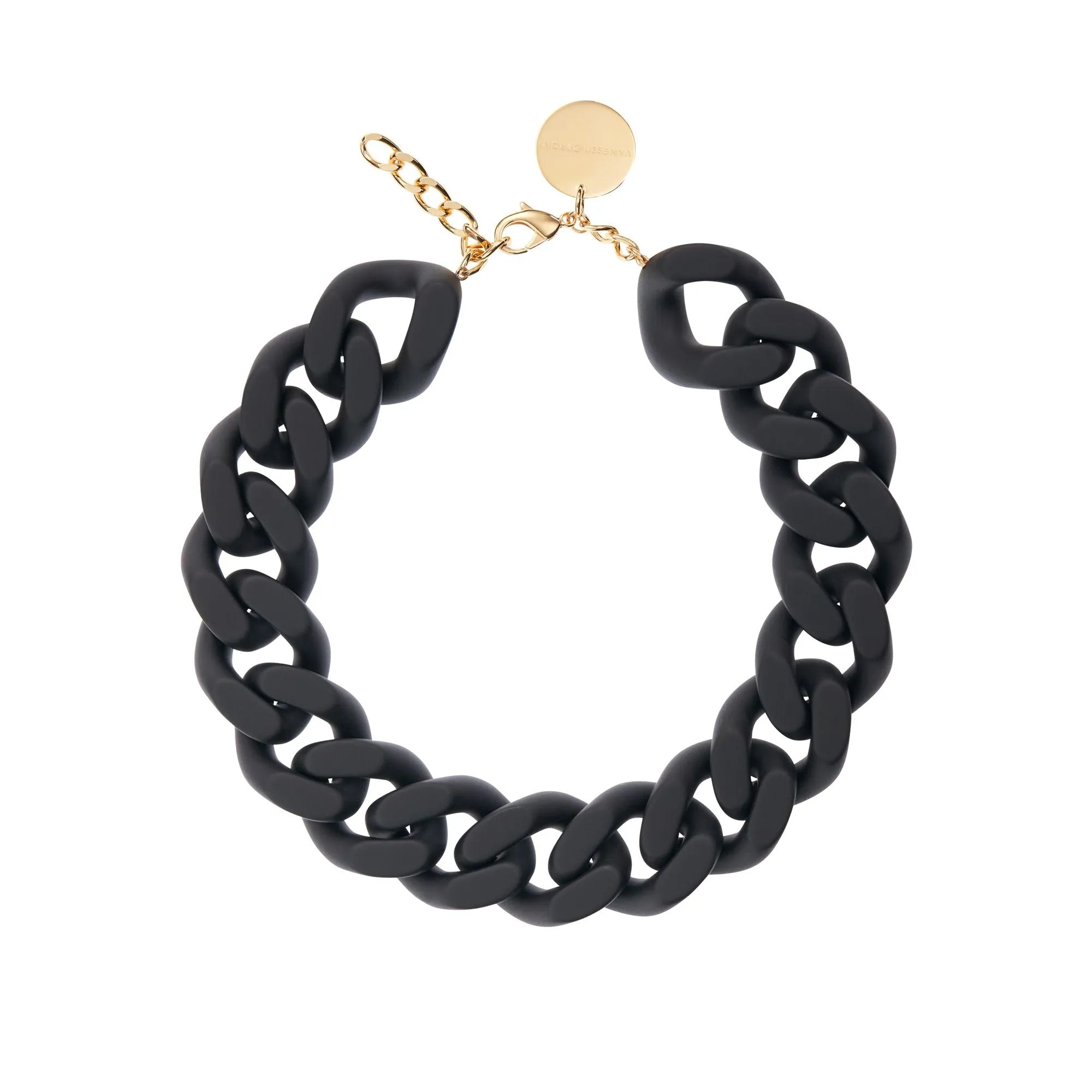 Vanessa Baroni Big Flat Chain Matt Black Necklace