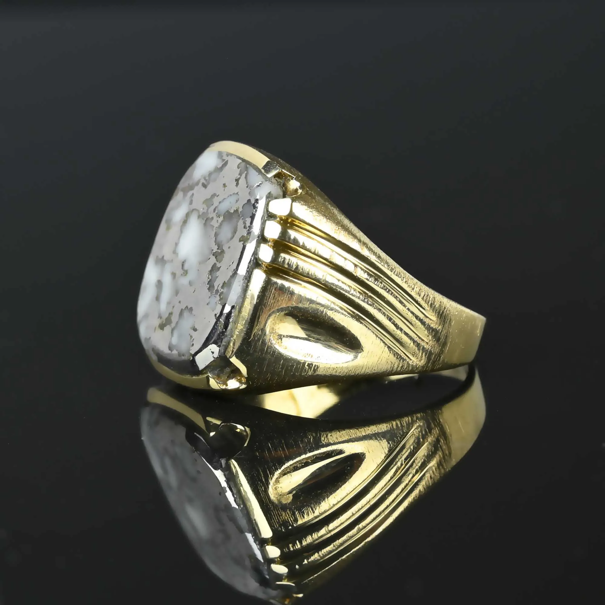 Vintage 10K Yellow Gold Silver in Quartz Ring