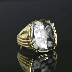 Vintage 10K Yellow Gold Silver in Quartz Ring