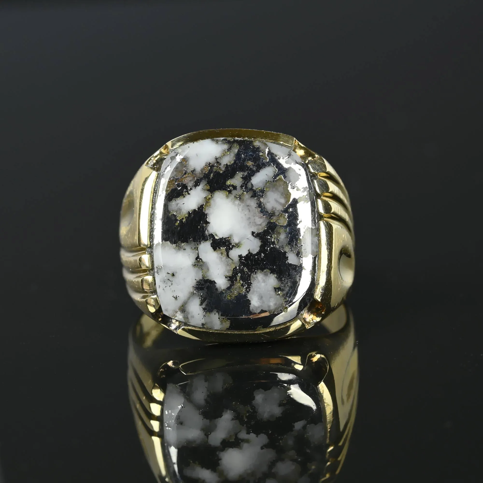 Vintage 10K Yellow Gold Silver in Quartz Ring