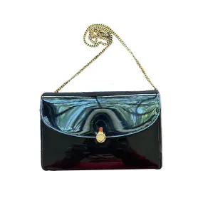 Vintage Black Patent Leather Handbag by Coblentz. 1950s Sustainable Fashion Accessories.