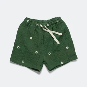 Vintage Kantha Overdye Shorts - Green/Mirrors