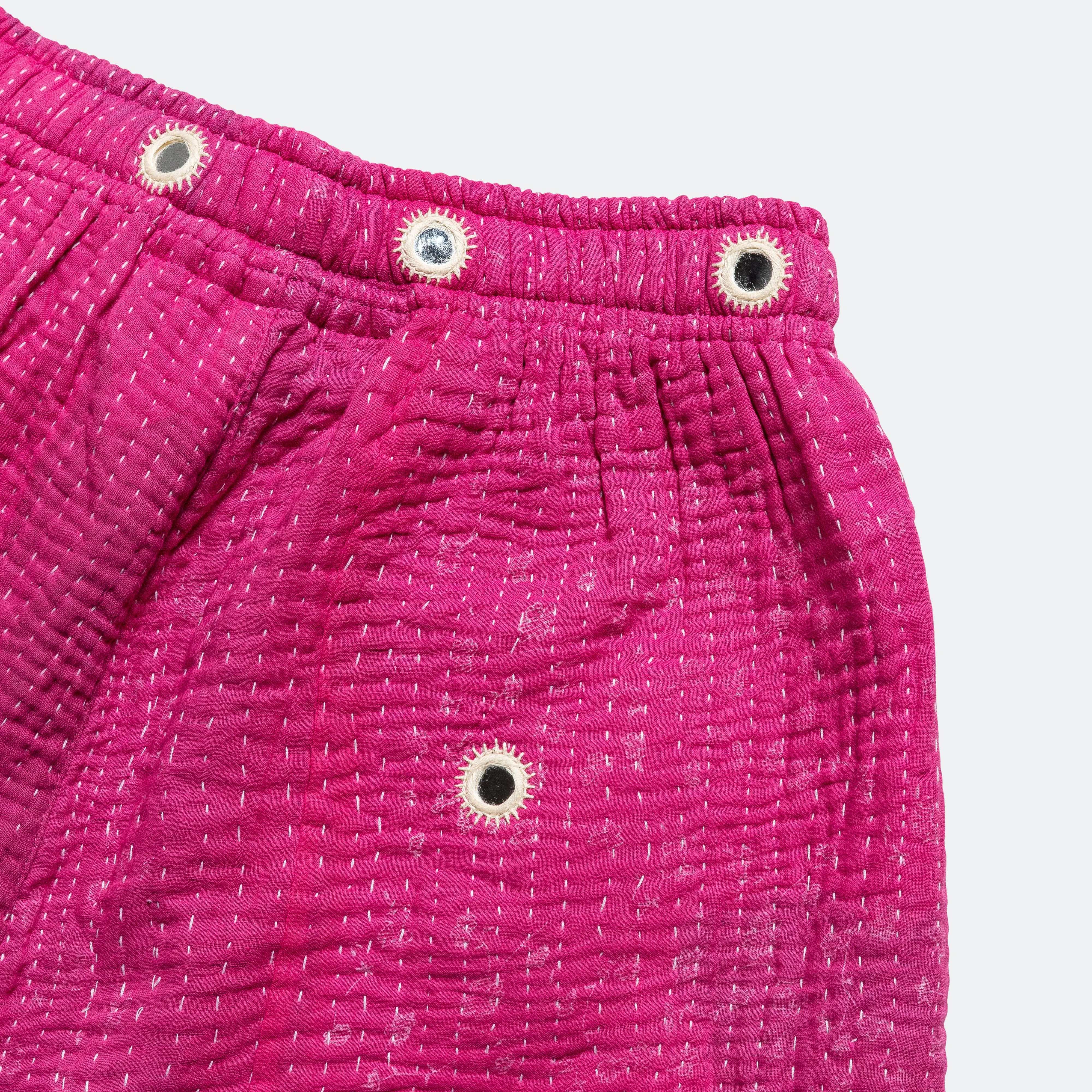 Vintage Kantha Overdye Shorts - Pink/Mirrors