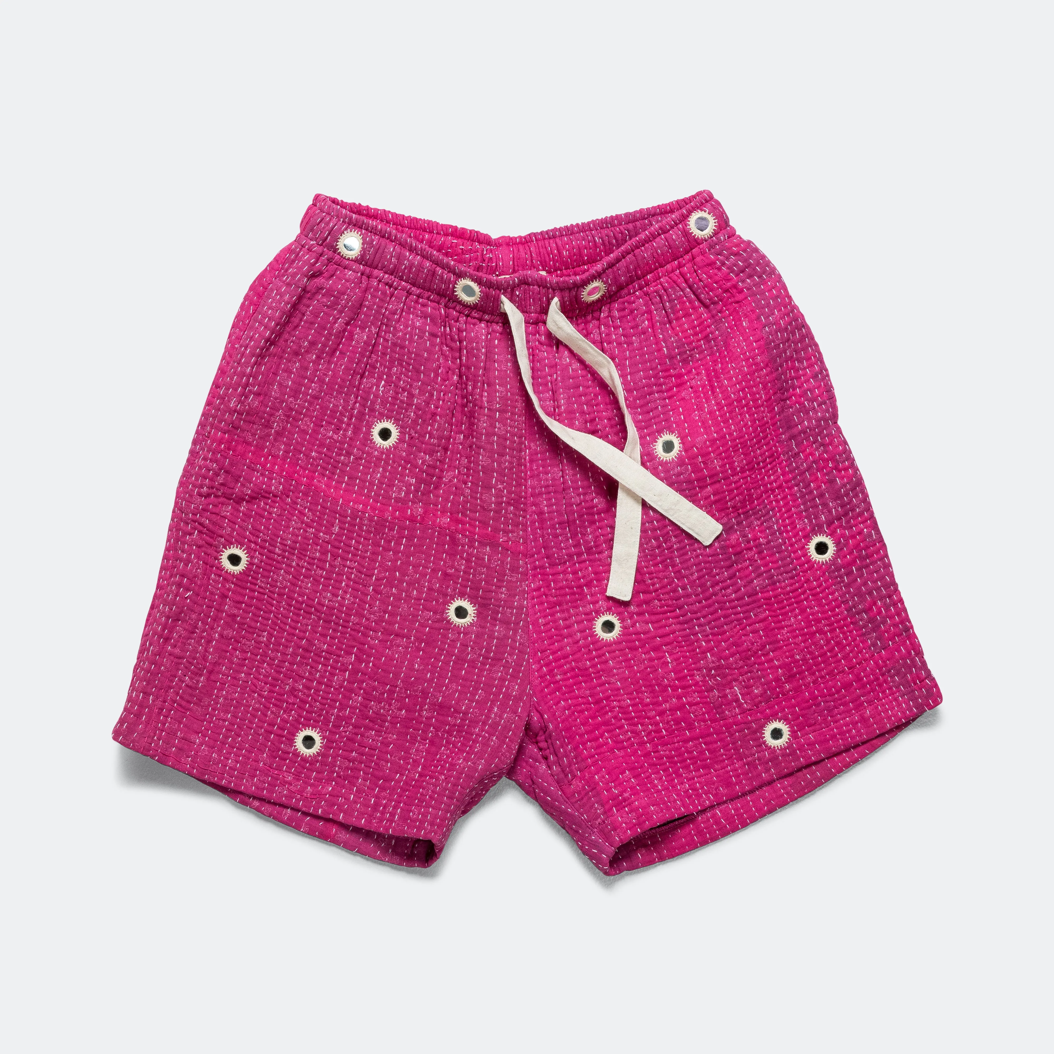 Vintage Kantha Overdye Shorts - Pink/Mirrors