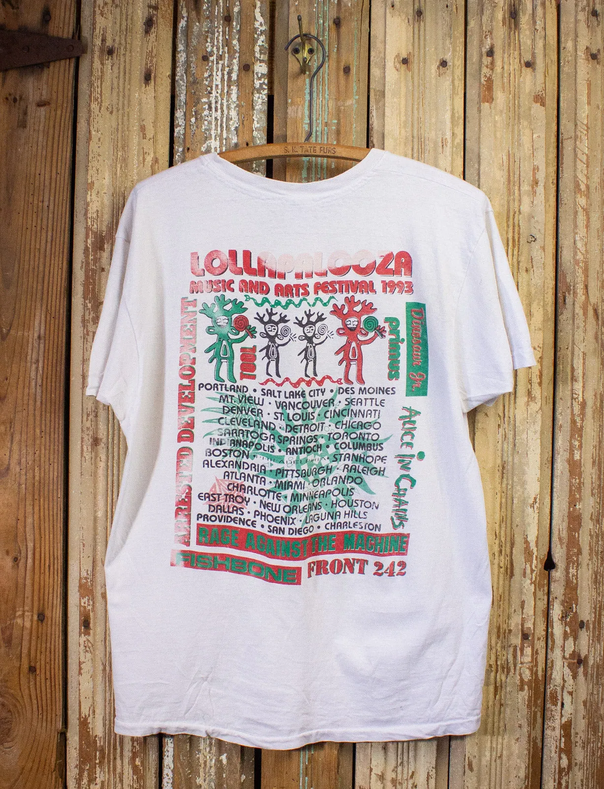 Vintage Lollapalooza Festival Concert T Shirt 1993 White Large