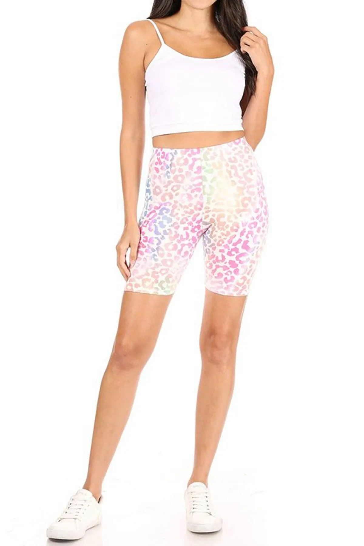 Women's Casual Animal Printed Elastic High Waist Stretch Biker Shorts