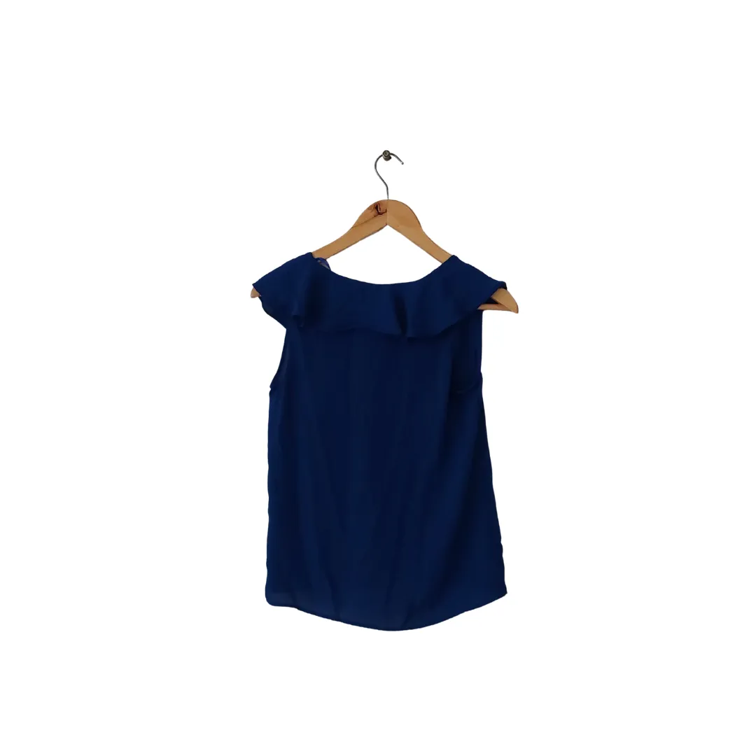 ZARA Electric Blue Sleeveless Frill Top | Gently Used |