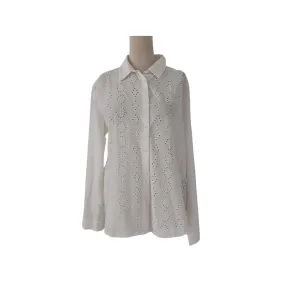 ZARA White Cutwork Haley Collared Shirt | Brand New |